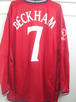England WC 2002-2004 Beckham 7 Reversible Away Football Shirt Size