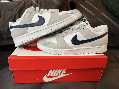 Size 8 - Nike Dunk Low Mini Swoosh - Football Grey Midnight Navy