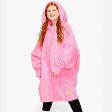 Justice Lounge Oversized Fleece Hooded Pink Comfy Cozy Weekend Mood One Size