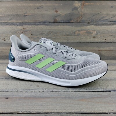 adidas Supernova Men's Running Shoes Sneakers Metal Grey Signal Green Sz 7.5 NWT