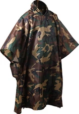 Camo Tactical Rain Poncho Waterproof Hooded Ripstop Lightweight Military Army