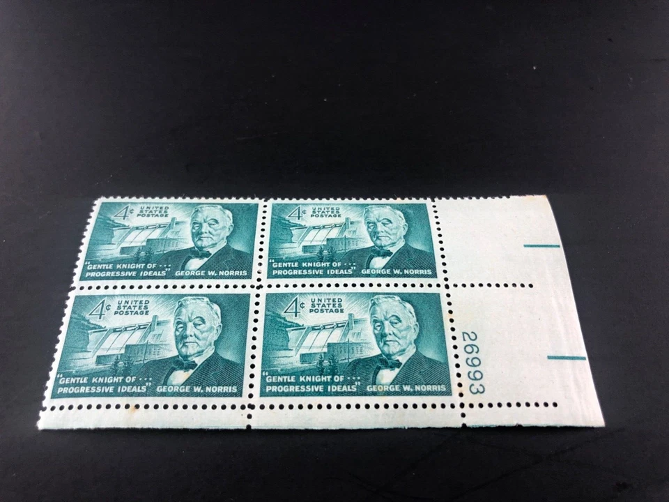 1961 George W. Norris Politician 4 Cent 4c Stamp Block of 4 Scott #1184 - Image 2 of 4