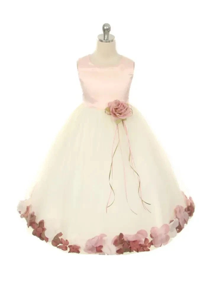 Kid's Dream Dusty Rose Top Satin Flower Petal Dress