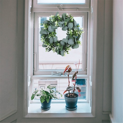 Eucalyptus Wreath Artificial Fake Rattan Vines Garland Wreath Plants Wall Decor - Picture 5 of 12