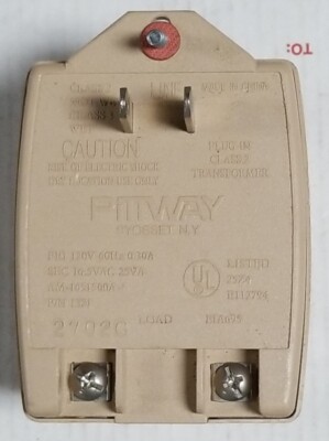 Pittway P/N 1321 16.5VAC 25VA A/C Power Dry Location Transformer ~ NOS!!