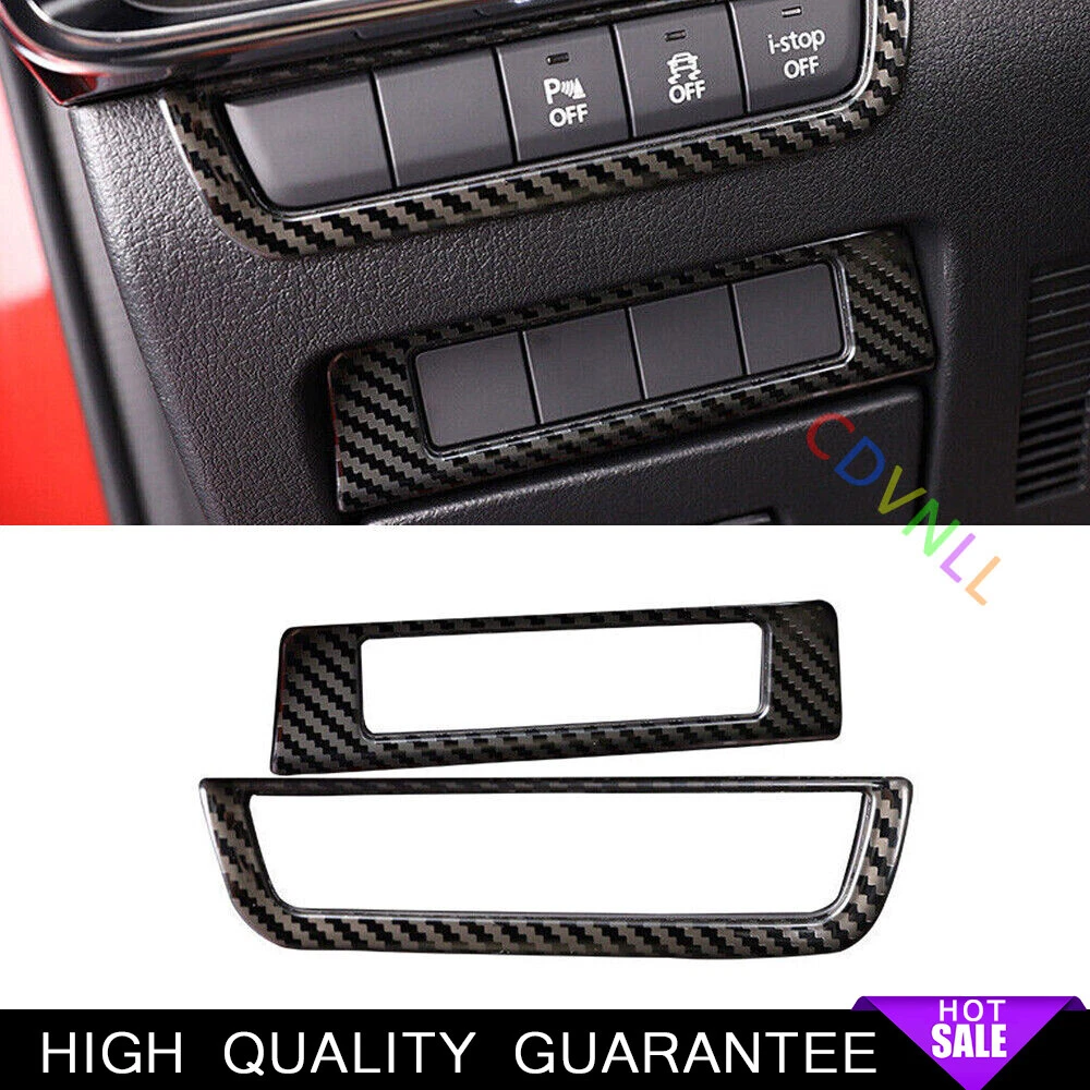 Function Control Button Frame Trim For Mazda 3 Axela 20-2021 Carbon Fiber Steel