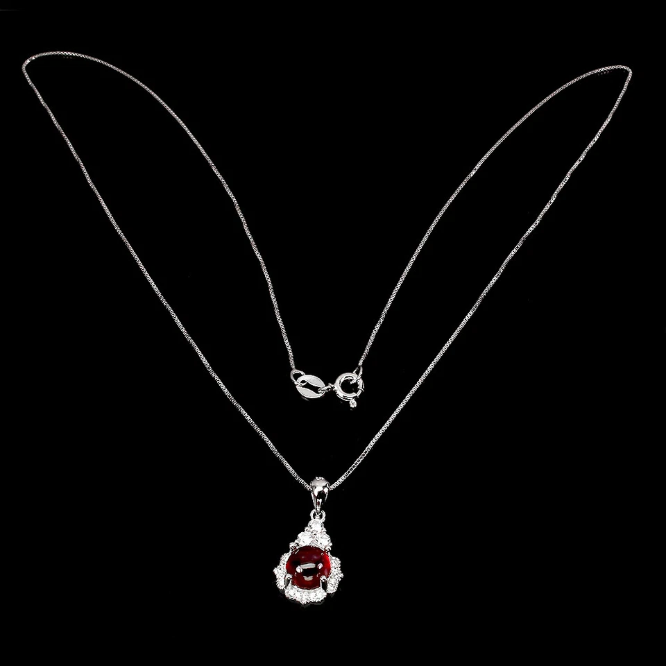 925 Sterling Silver Necklace Round Ruby 7mm Simulated Cz Gemstone Jewelry 18 Ins - Image 3 of 4