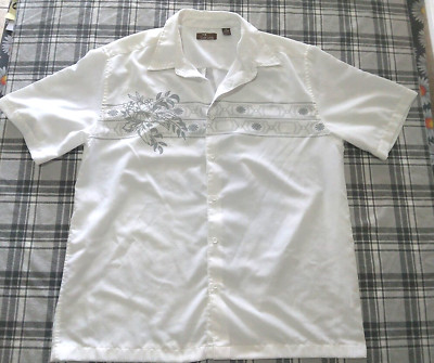 Cafe Luna Mens Button Collared Short Sleeve White / Cream Shirt Size XL 46/48