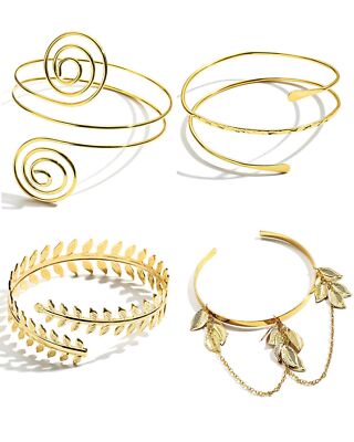 4-6 Pcs Arm Cuff Upper Arm Band Cuff Bracelet Bangle for Women Adjustable Arm...