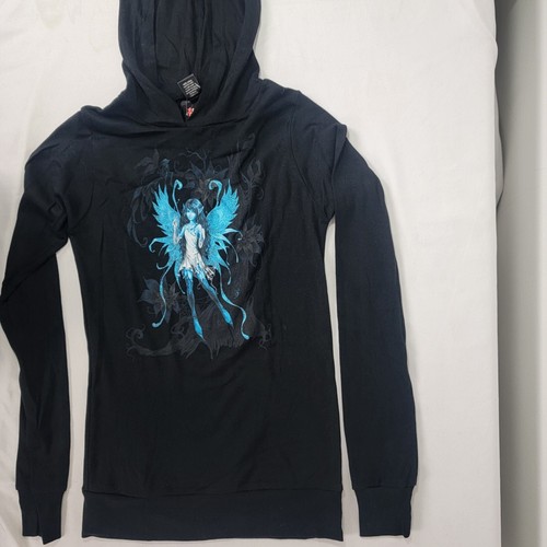 Trick Los Angeles Fairy Fairies Hooded Shirt Black Blue Large NEW Women's HOT T - 第 2/7 張圖片