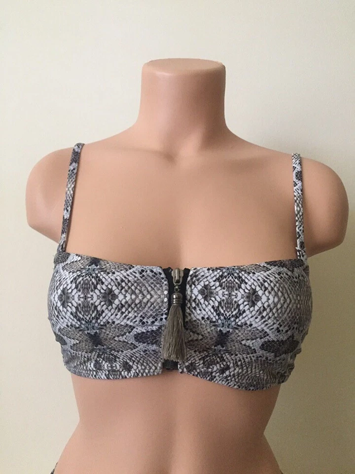 Rachel Roy Snakeskin Print Bandeau Swim Top, XS - Image 2 of 4