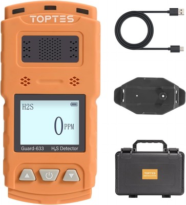 TOPTES Guard-633 H2S Detektor 0 bis 100ppm 0,5s Reaktion 7 Tage Akku Alarm