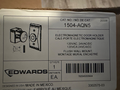 EST EDWARDS 1504-AQN5 Electromagnetic Door Holder | New, Sealed