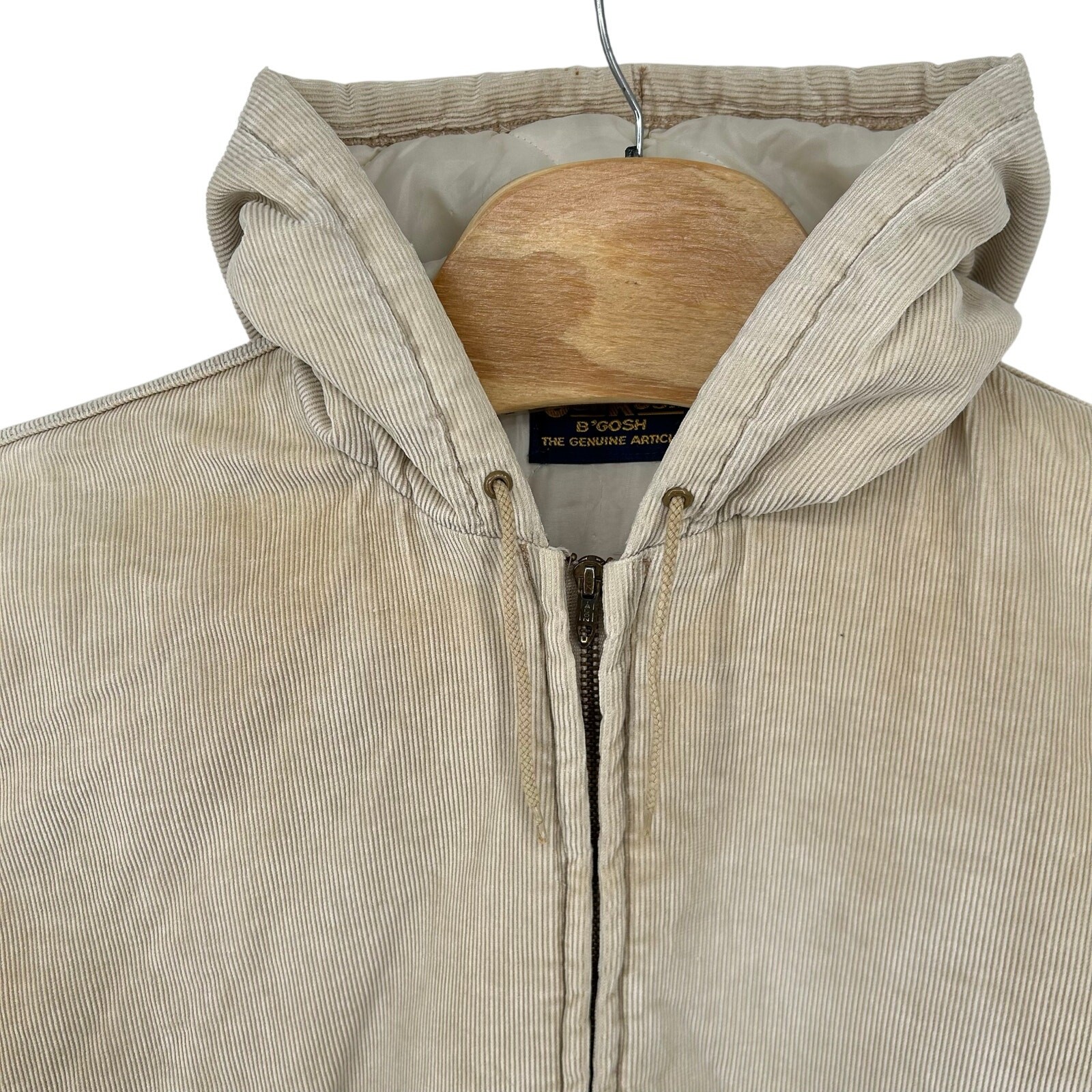 VTG 70s Men's Cream Corduroy OshKosh B'Gosh Quilt Lined Varsity Chore Jacket XL image 4