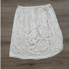 VINTAGE Slip Vassarette White Lace Trim Skirt Lingerie Coquette Women's Small