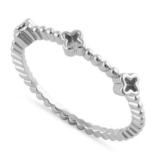 925 Sterling Silver Thin Multi-Greek Cross and Bead Ring