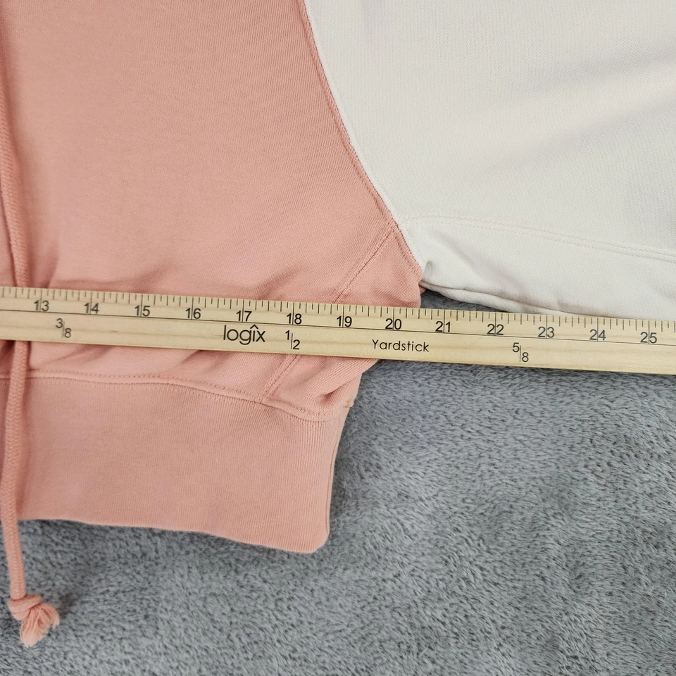 Adidas Hoodie Womens Small Pink White Cropped Trefoil Pullover Sweatshirt Top - Image 4 of 4