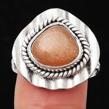 Natural Sunstone - Namibia 925 Sterling Silver Ring s.9.5 Jewelry R-1212