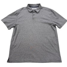 Tommy Bahama Polo Shirt Men Large Short Sleeve Gray Striped Cotton Marlin Logo