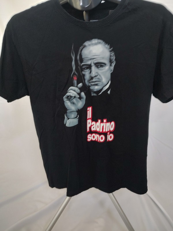 JHK Black Cotton Crew Neck Godfather Don Vito Graphic Tee Men's Size G