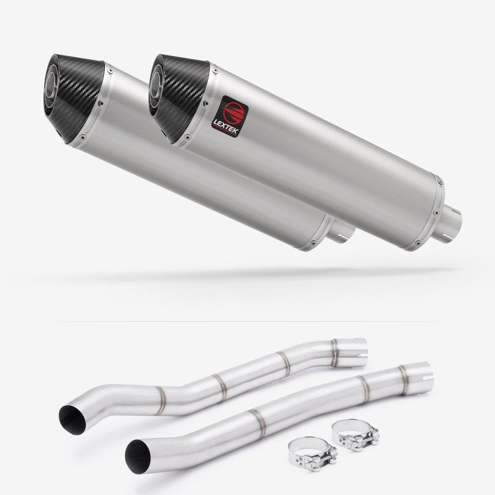 Lextek RP1 S/Steel Oval Exhaust 400mm with Link Pipes for Kawasaki ZZR1400 12-19
