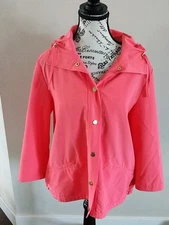 Chicos Pink Jacket Size Medium Pink Snap Front Unlined Bright Cute
