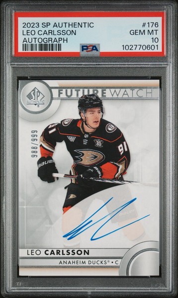 Leo Carlsson *LOW POP* 2023 SP Authentic Future Watch Auto /999 Rookie RC PSA 10
