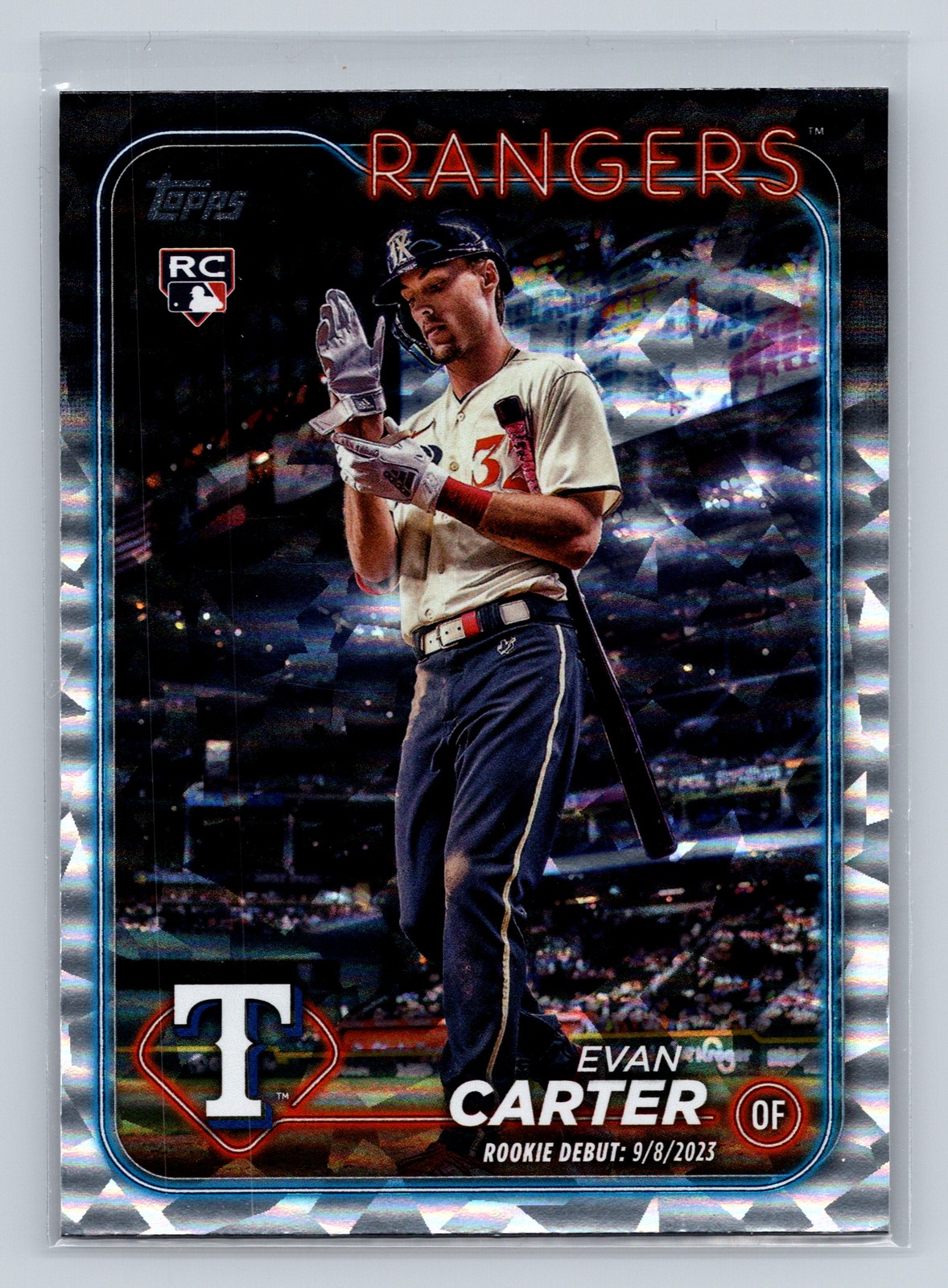 2024 Topps Update #US58 Evan Carter Silver Crackle Foilboard