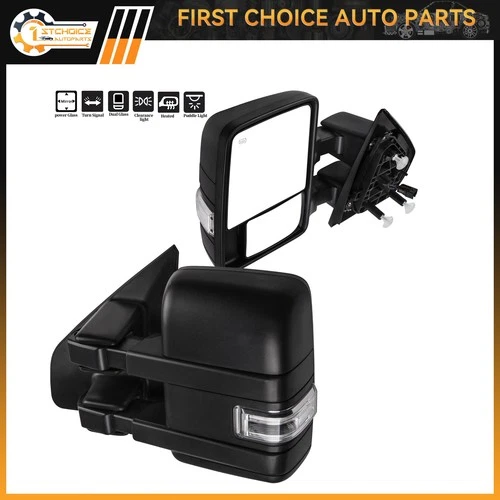 Power Heated Puddle Light turn Signal Towing Mirrors Pair For 04-2014 Ford F150