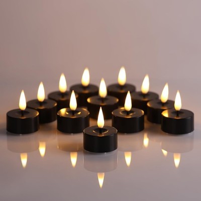Black Halloween LED Tealights Flickering Flameless Tea Lights Votive Candles ...