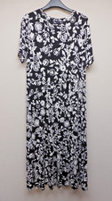 Marks & Spencer Black & White Tiered Midi Dress Size 12 Elastic Waist Stretch