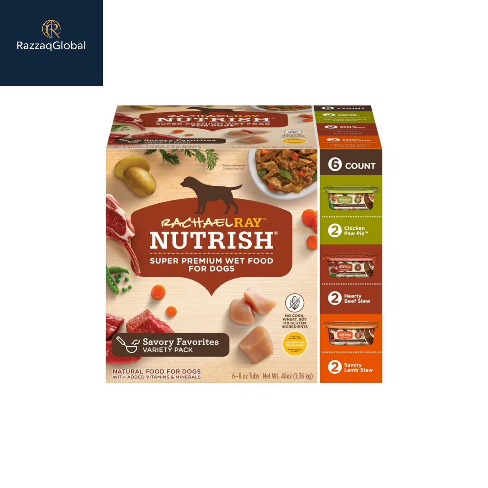 Rachael Ray Nutrish Savory Favorites Variety Pack Wet Dog Food, 8 oz. Tubs, 6 Ct