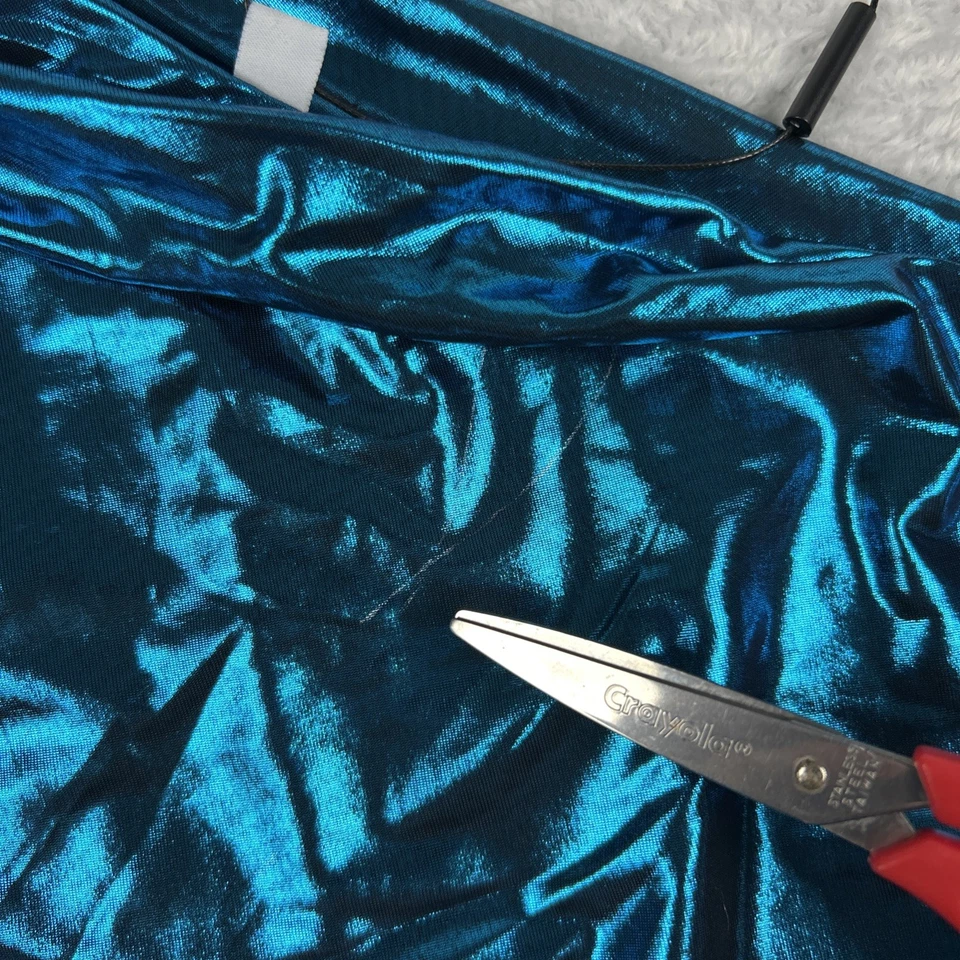 Metallic Romper One Shoulder Shimmer Size 1X Teal Party Sexy Ruching Stretchy - Image 2 of 4