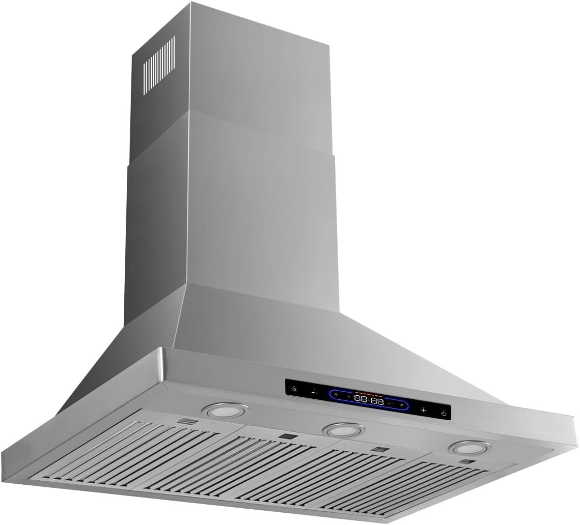 Micmi 48" Wall Mount Range Hood - 1200 CFM Dual Motors, Gesture/Touch Control