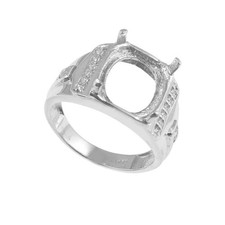 14x10mm Oval Shape Semi Mount Ring 925 Sterling Silver Solitaire Men's Ring