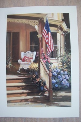 Paul Landry Ltd. Ed. Print ''Victorian Memories'' GWS  Cape May, NJ  American Flag