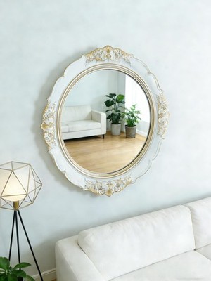 Round Resin Vintage Mirror, Wall-Mounted Decorative Mirror, Hanging Mirror fo...