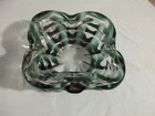Mid Century Modern Green Heavy Glass Ashtray -  Murano Glass? 8'' square
