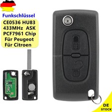 433MHz 2Tasten Funk Schlüssel Fernbedienung HU83 für Peugeot 207 307 308 Citroen
