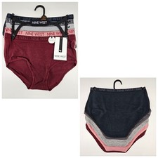 NINE WEST 5 Pack Women's S M Cotton Logo Panties Black Gray Mauve Maroon