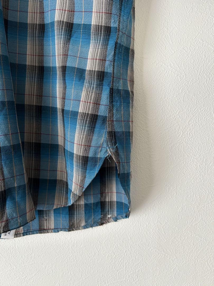 70s Sir PENDLETON Wool Check Shirt  usa製 Sir Pendleton 70's Check Shirt Western Wool Blue Gray Black
