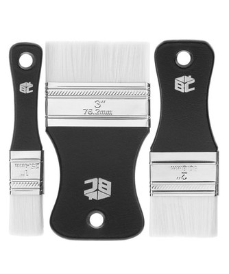Bates- Flat Paddle Paint Brush Set, 3 Pack, 1 inch, 2 3 Black
