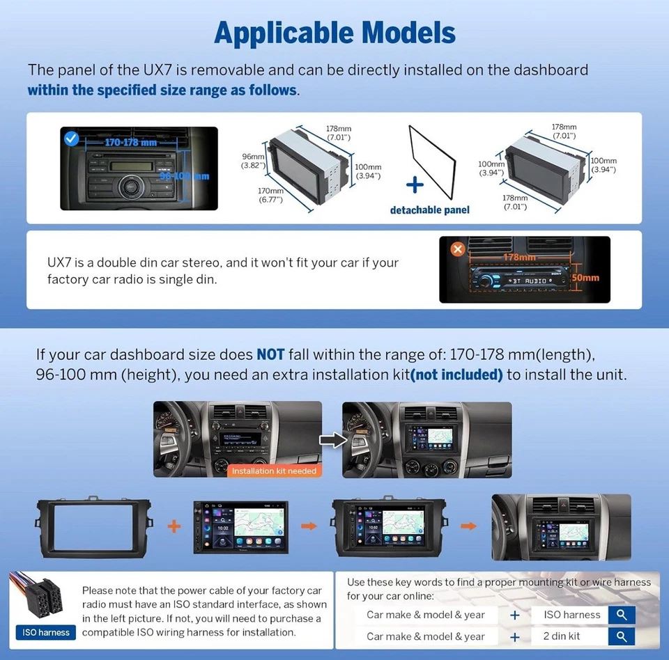 Radio estéreo para automóvil Eonon 7" UX7 2DIN inalámbrica CarPlay y Android 14 navegación automática WiFi Foto 4 de 4
