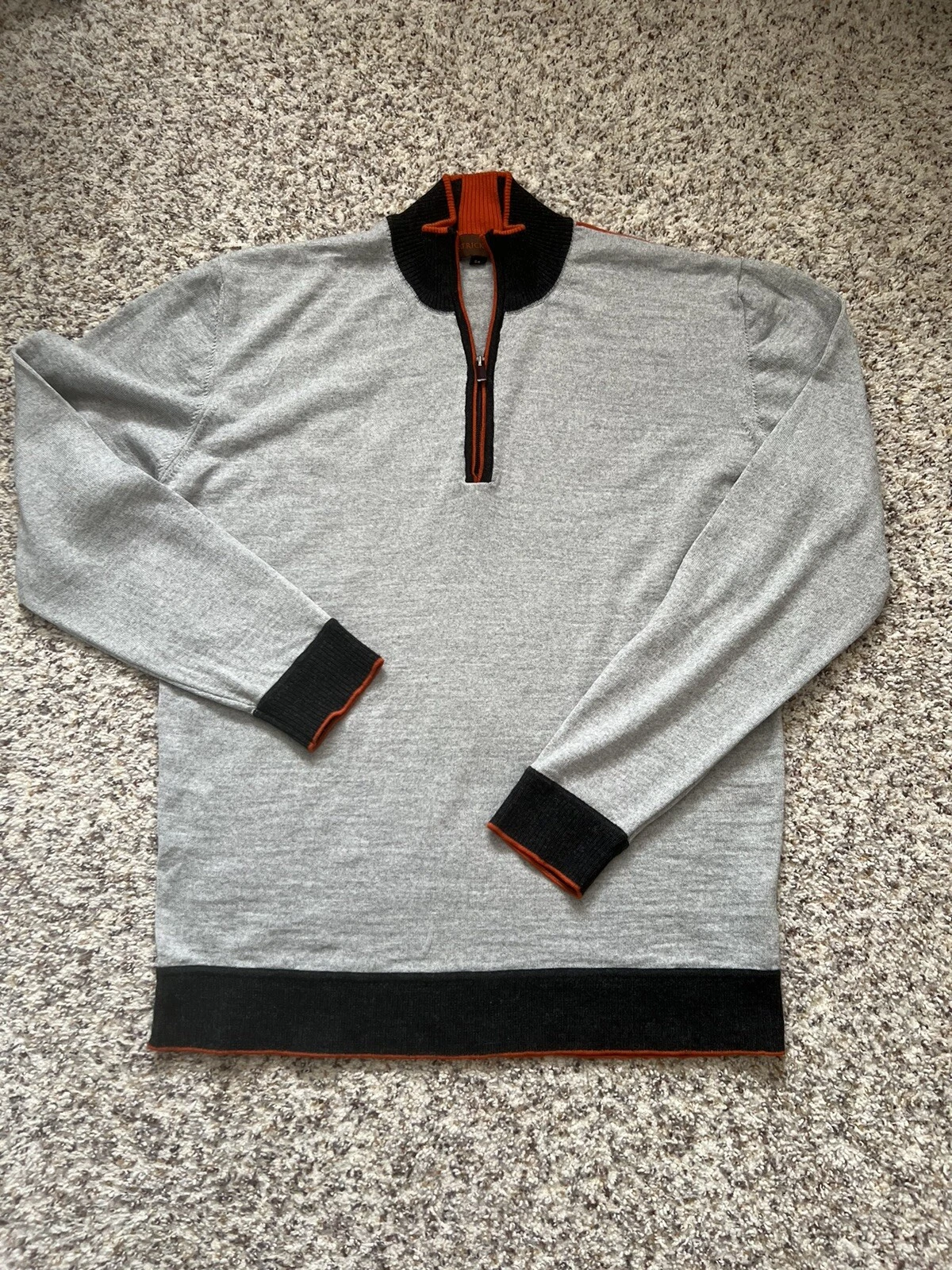 Merino Wool Blend Sweater Mens Sz 56 EU Gray 1/4 Zip Patrick James Classic Golf