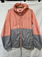 Columbia Coral  Gray Zip Hood Windbreaker Zip Pockets Jacket Small NWOT