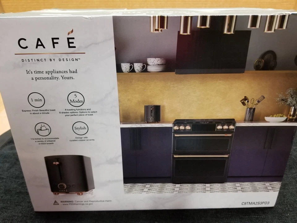 Matte Black Café Express Finish 2-Slice Toaster | Extra-Wide Slots, 2-Slice - Image 3 of 4