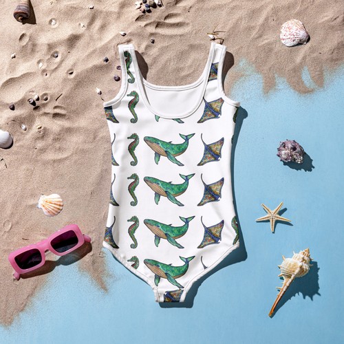 All-Over Print Kids Swimsuit - Picture 7 of 23