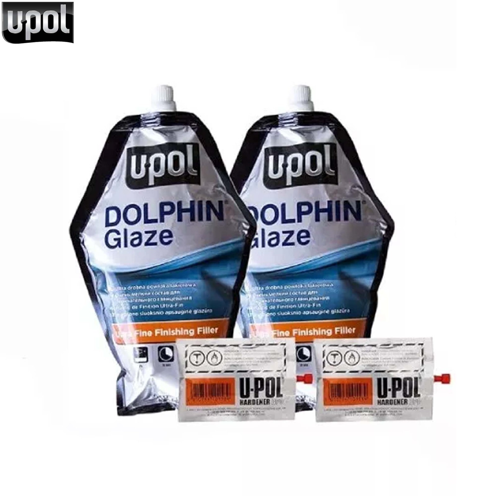 2x U-POL Dolphin Glaze Self Levelling Glazing Putty UPOL 440ml PC