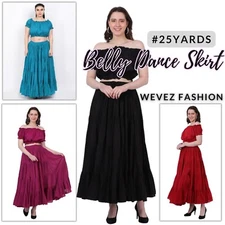 25 Yard Tribal Style Belly dance Skirt - 100% Cotton long Maxi skirt Gypsy Wear