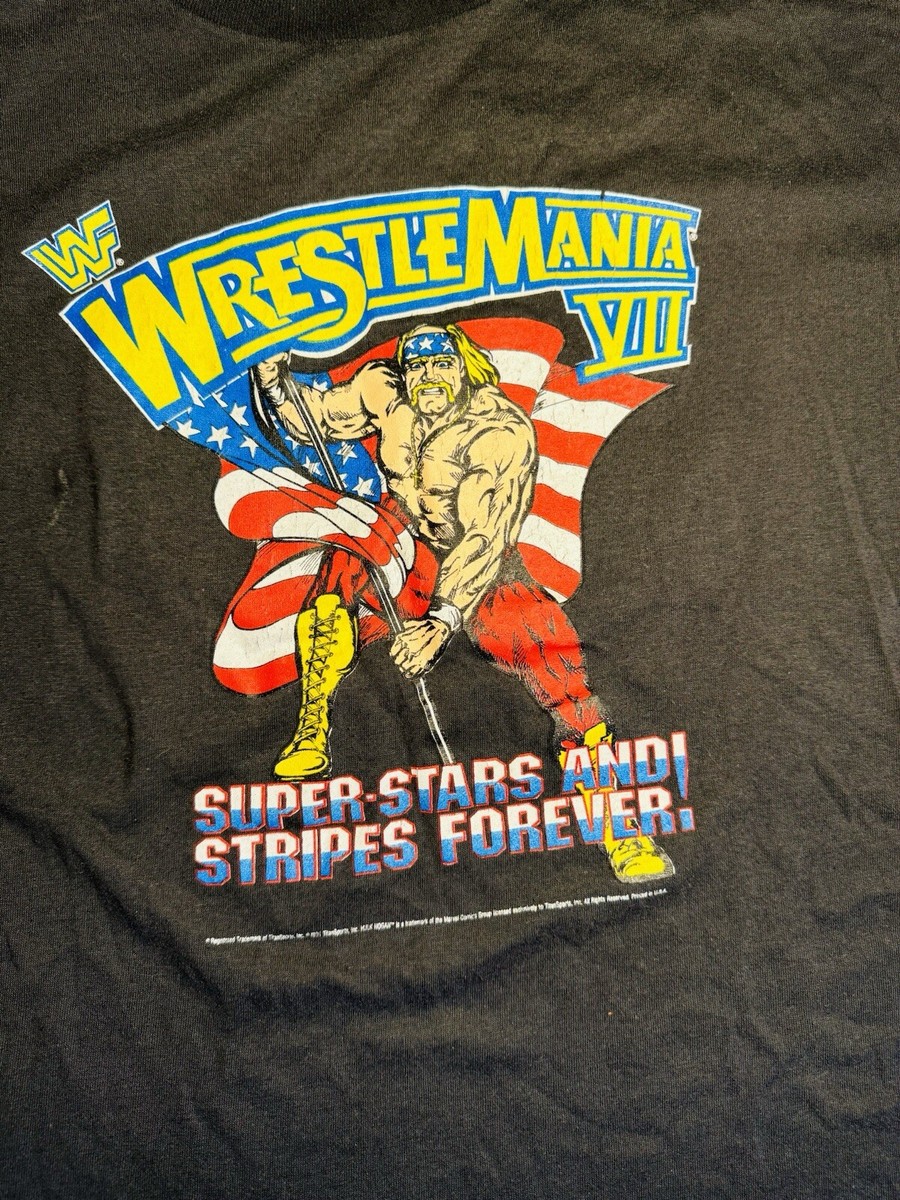 1991年オーストラリアVS NZ,イングランド、ウエールズ戦記念T-シャツ Vintage Wrestlemania VII T Shirt 1991 WWF Wrestling Men's Large